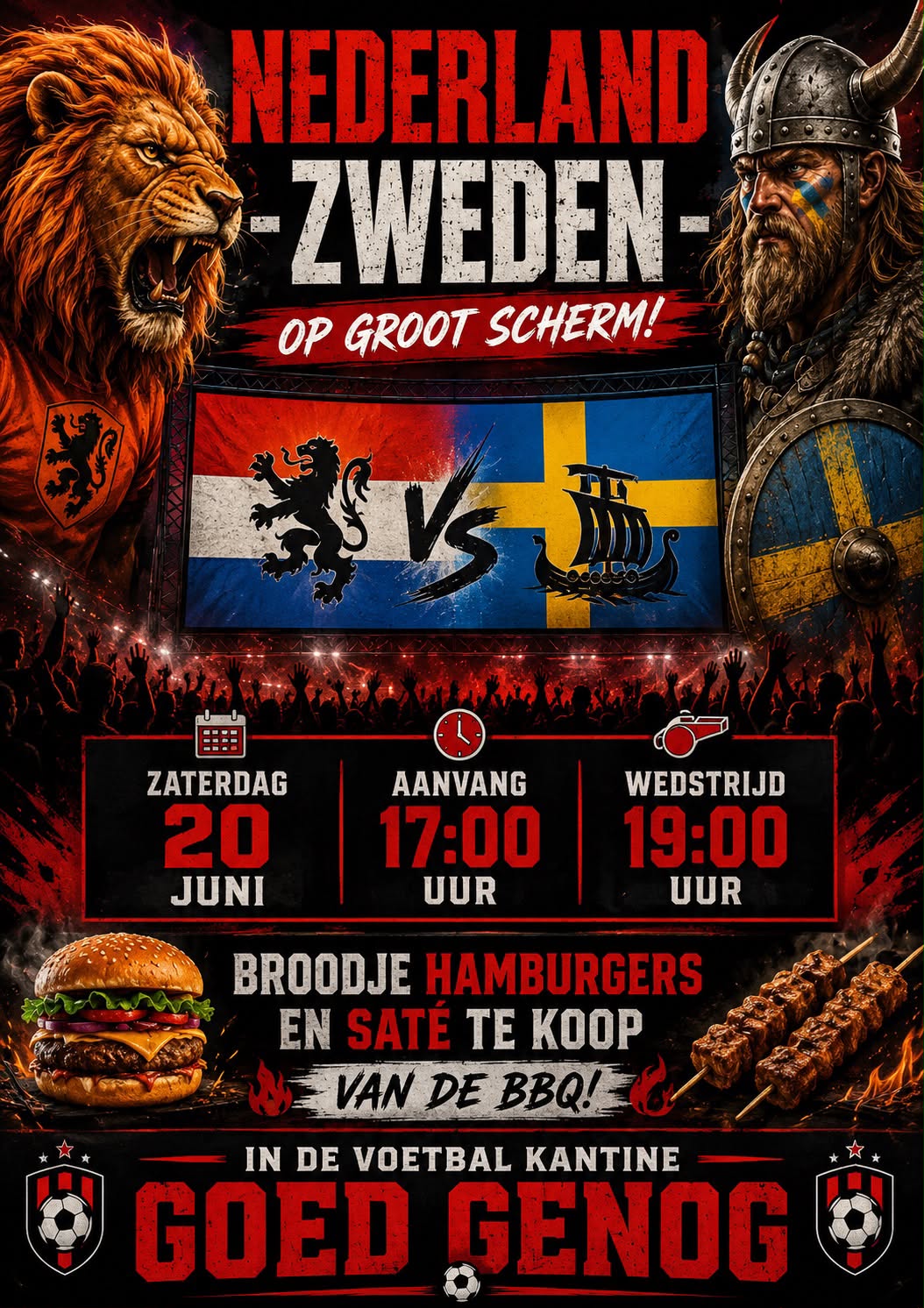 Nederland-Zweden op groot scherm in Goed Genog!