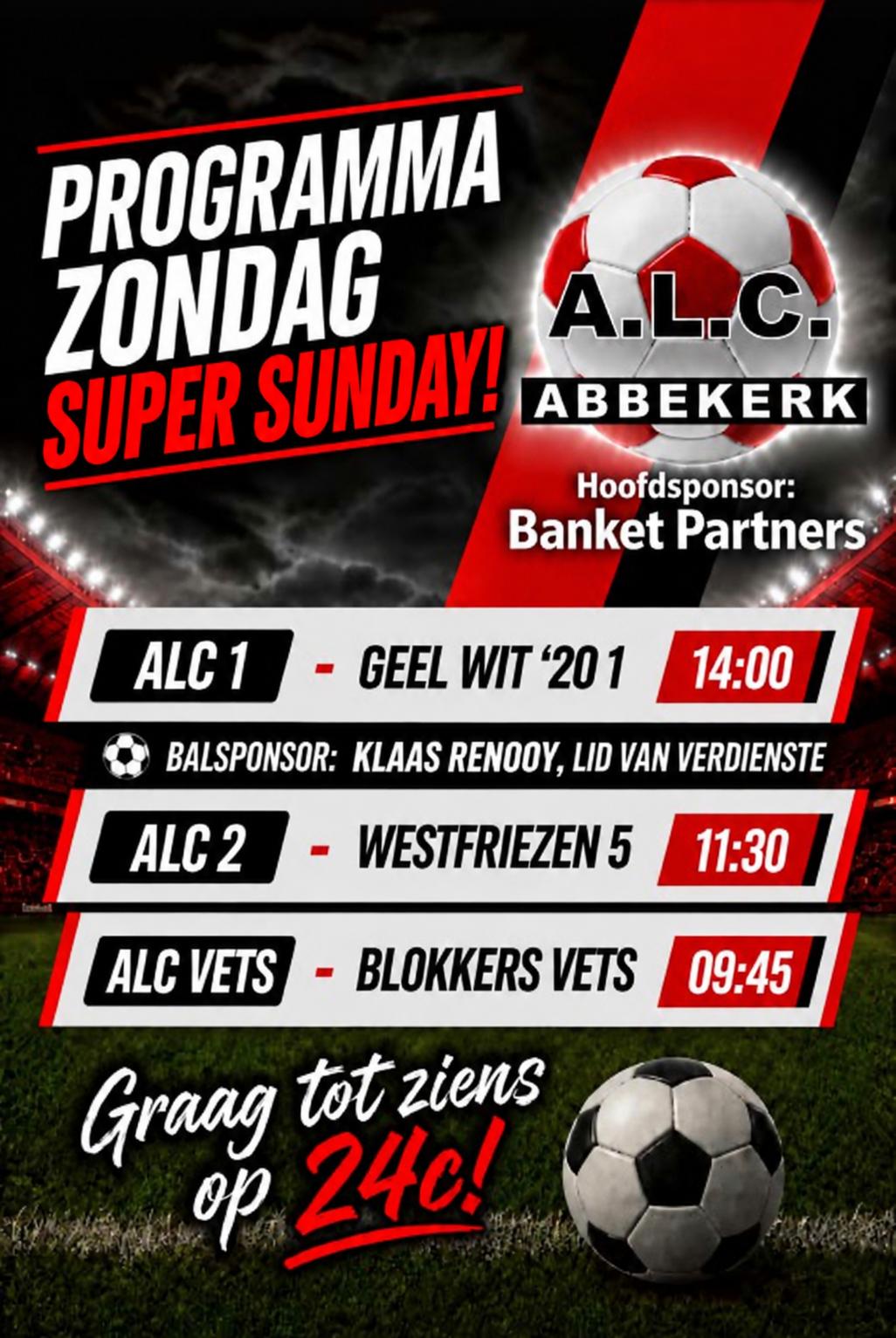 Weer Super Sunday as zondag!